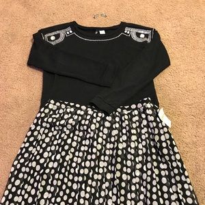 Coldwater Creek pleated polka dot skirt